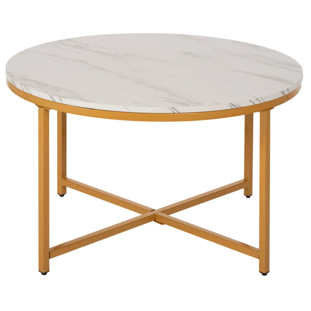 Холна маса MARBLE бял-златист цвят Φ80x48.5см