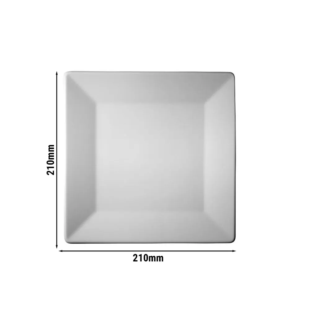(12 бр.) MAYA - Плоска чиния - Порцелан - 210x210mm - Бял