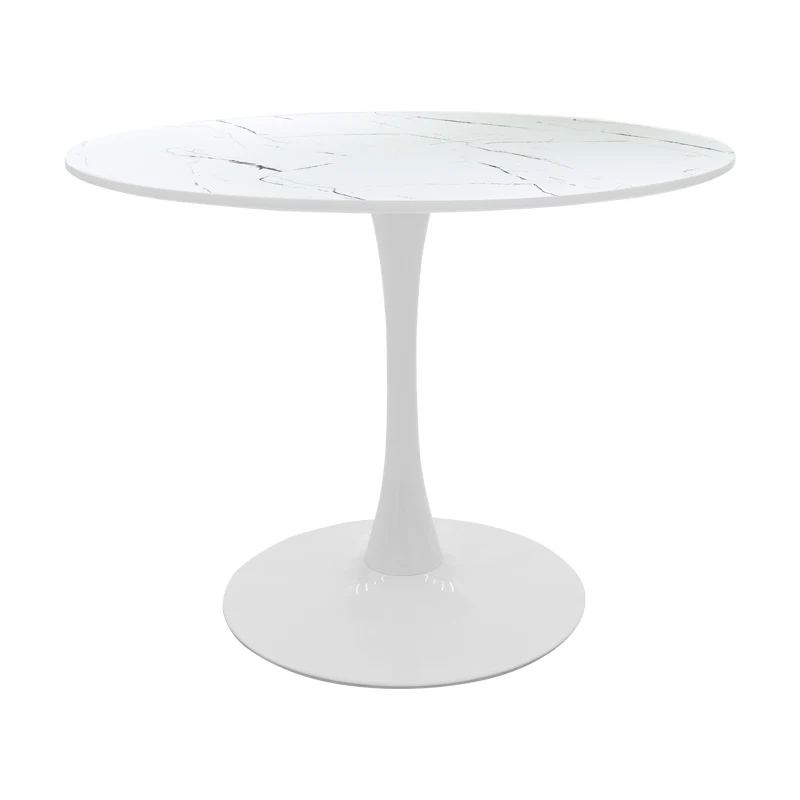 Mаса mdf BALOU в бяло с мраморна визия d100x76см