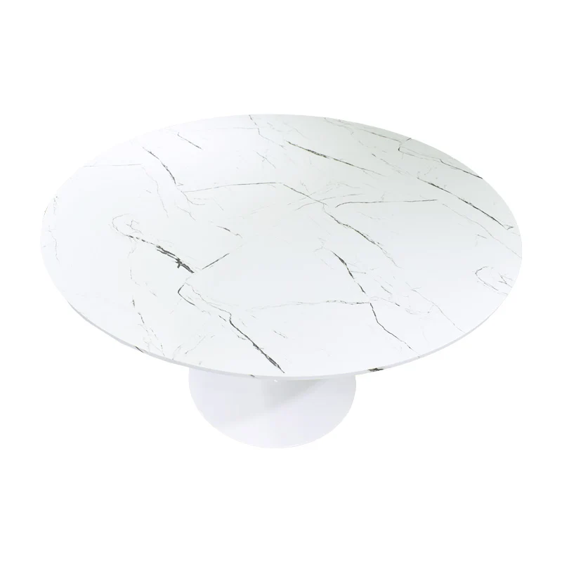 Mаса mdf BALOU в бяло с мраморна визия d100x76см