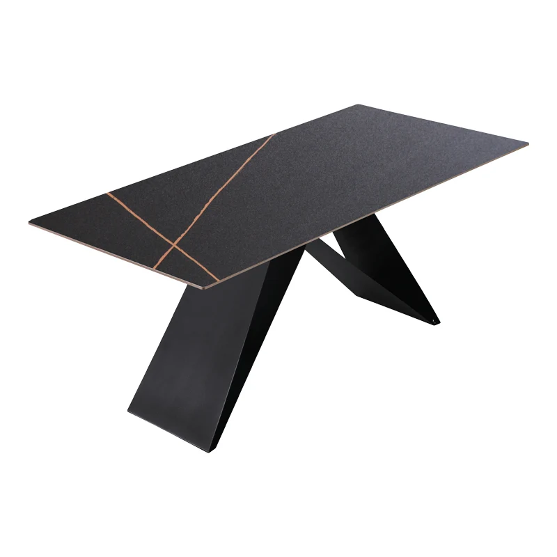 Маса MEJA от синтерован камък, черен мрамор - метални крака 180x90x76см