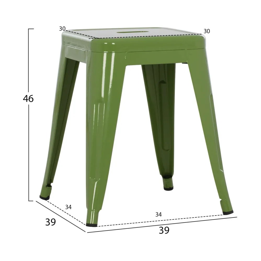 Метална табуретка MELITA в светло маслинено зелен цвят 37x37x45см