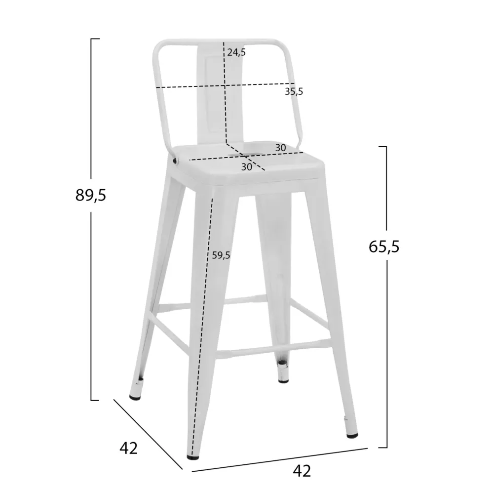 Бар стол MELITA бял мат 42x42x89,5