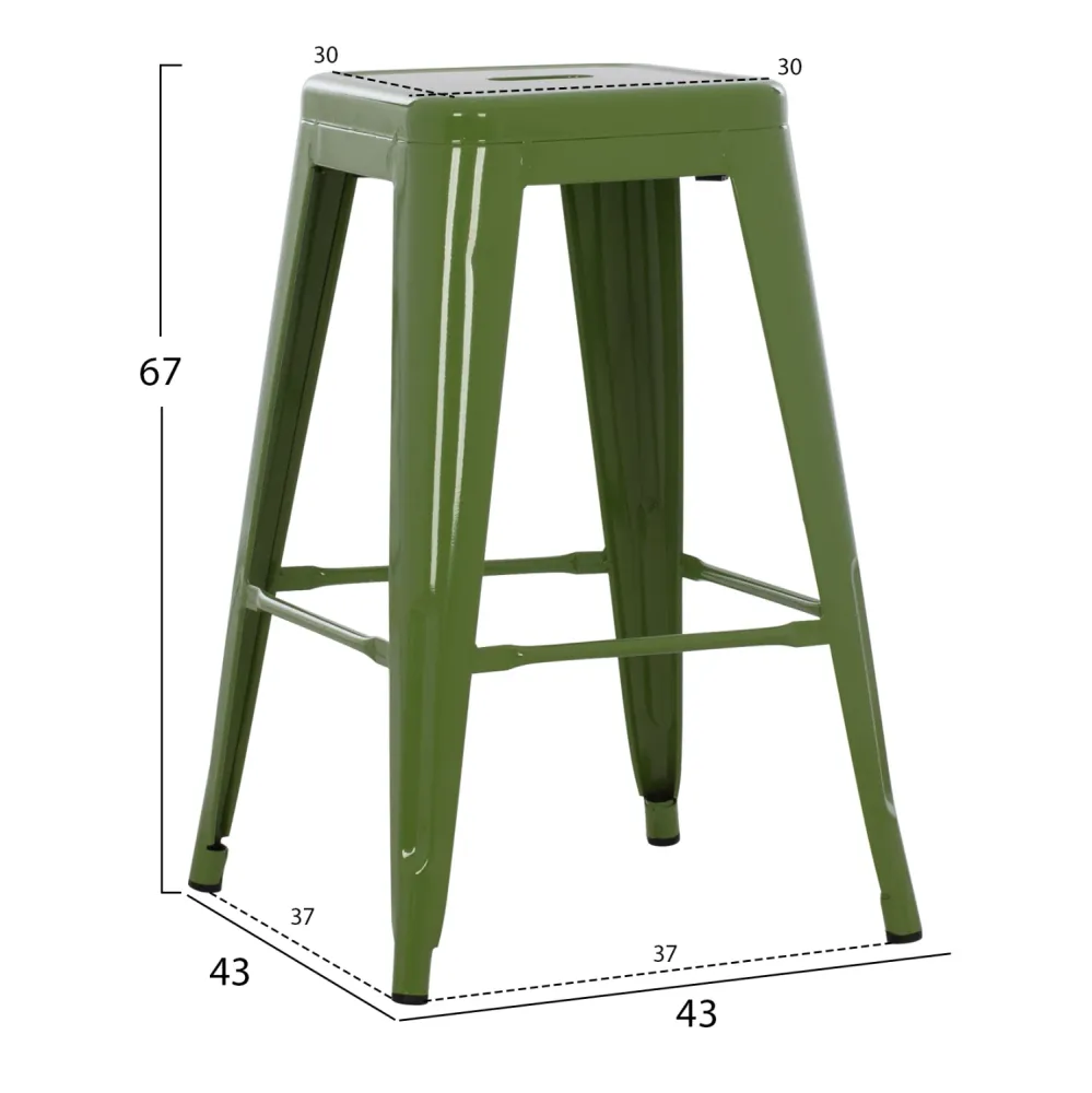 Бар табуретка MELITA средна височина зелен цвят 43x43x67