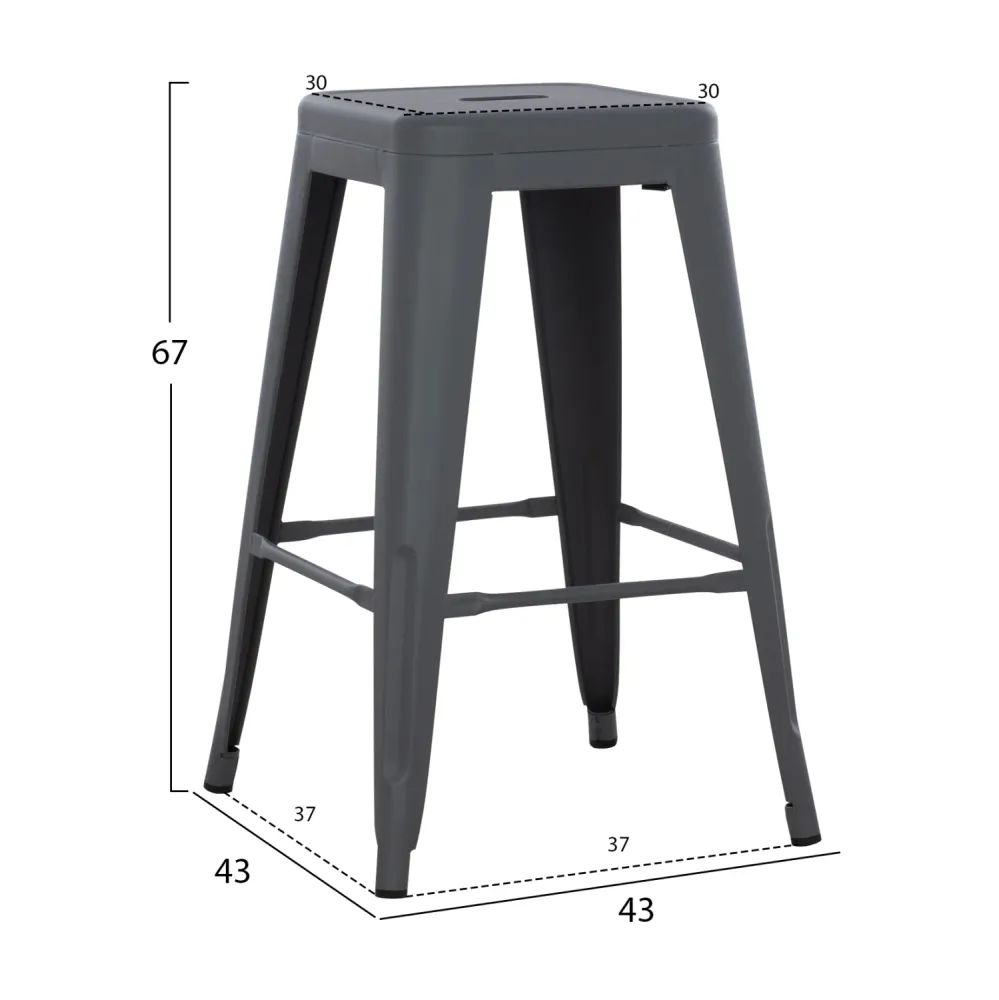 Бар табуретка MELITA средна височина сив цвят мат 43x43x67