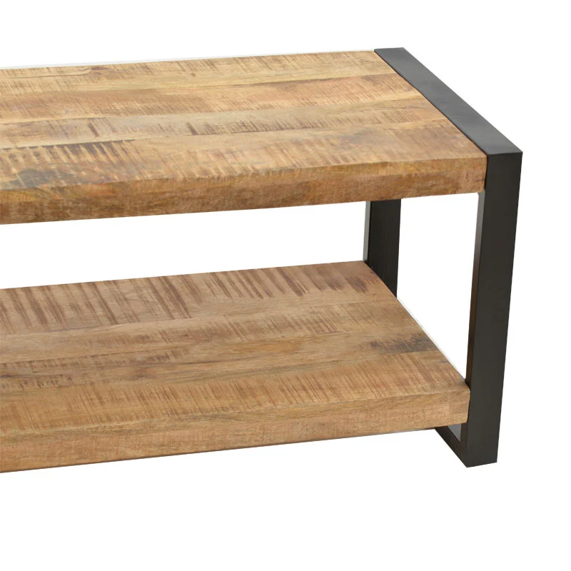 Маса за кафе MILES масивно мангово дърво естествено-черно 100x45x45.5cm