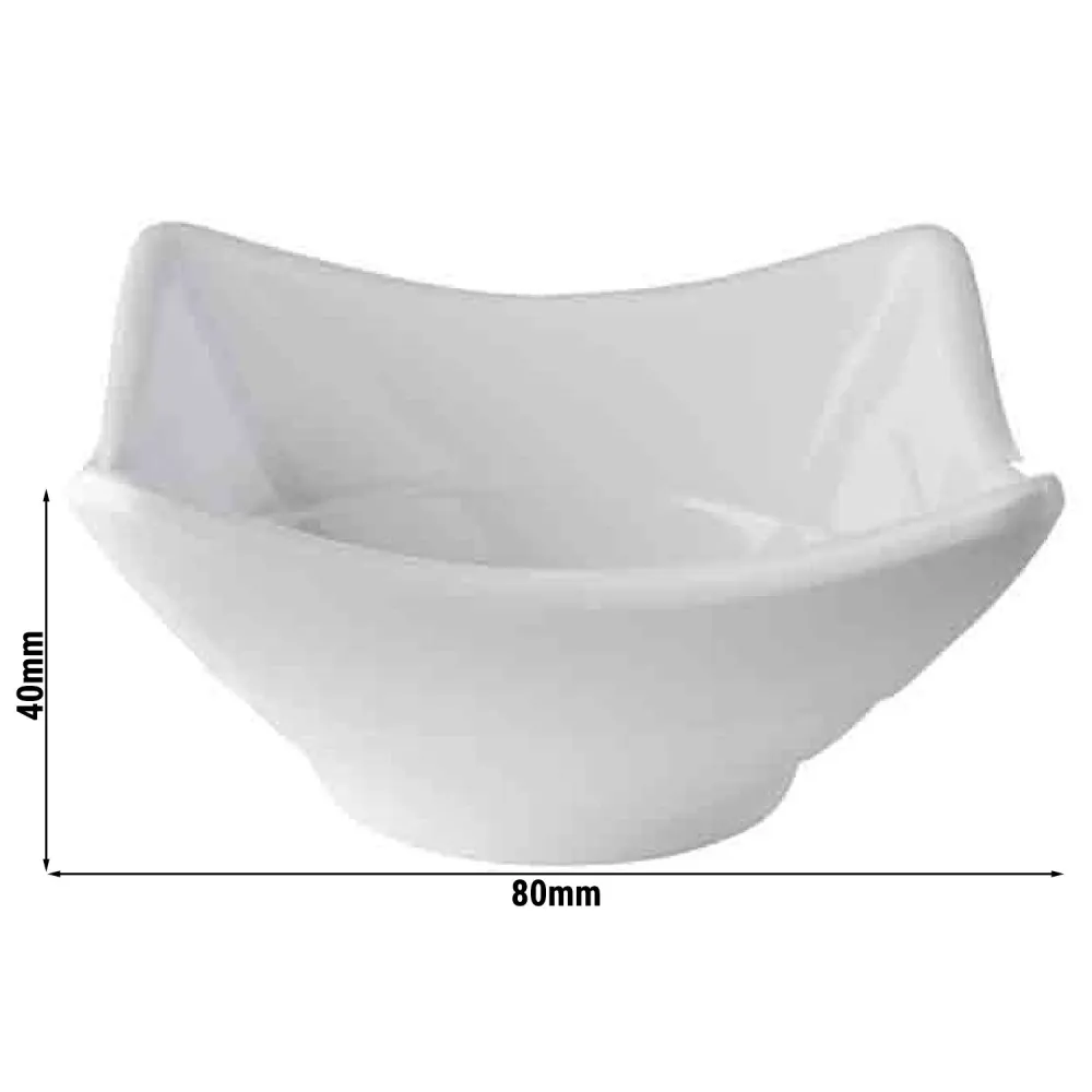 (24 бр.) Купичка - MINI - Меламин - 100ml - правоъгълна - 80x80mm - Дълбочина: 40mm - Бяло