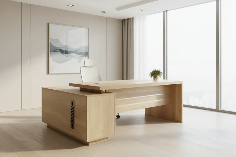 Реверсивно професионално работно бюро Minimal от в естествен нюанс 200x170x75 см.