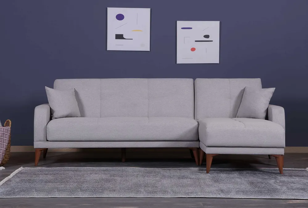 Ъглов разтегателен диван «Minimal» + две декоративни възглавници, ширина 252см