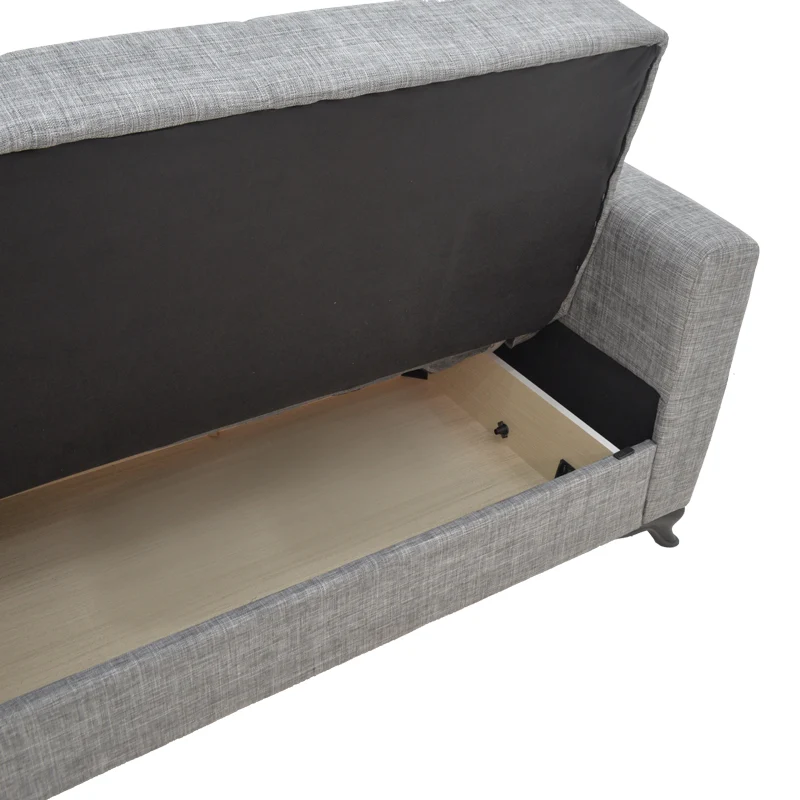 Диван с място за съхранение двуместен Modesto сив плат 155x85x80см