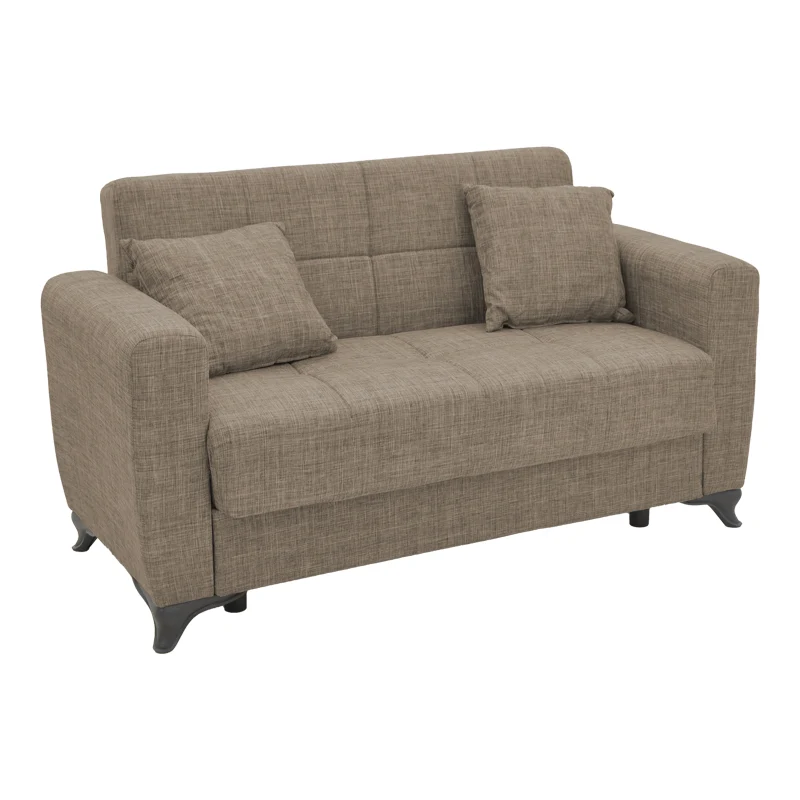 Диван с място за съхранение двуместен Modesto светлокафяв плат 155x85x80см