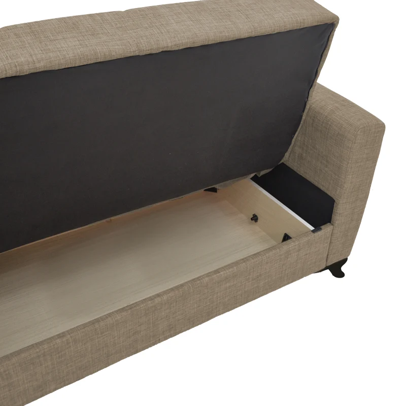 Диван с място за съхранение двуместен Modesto светлокафяв плат 155x85x80см
