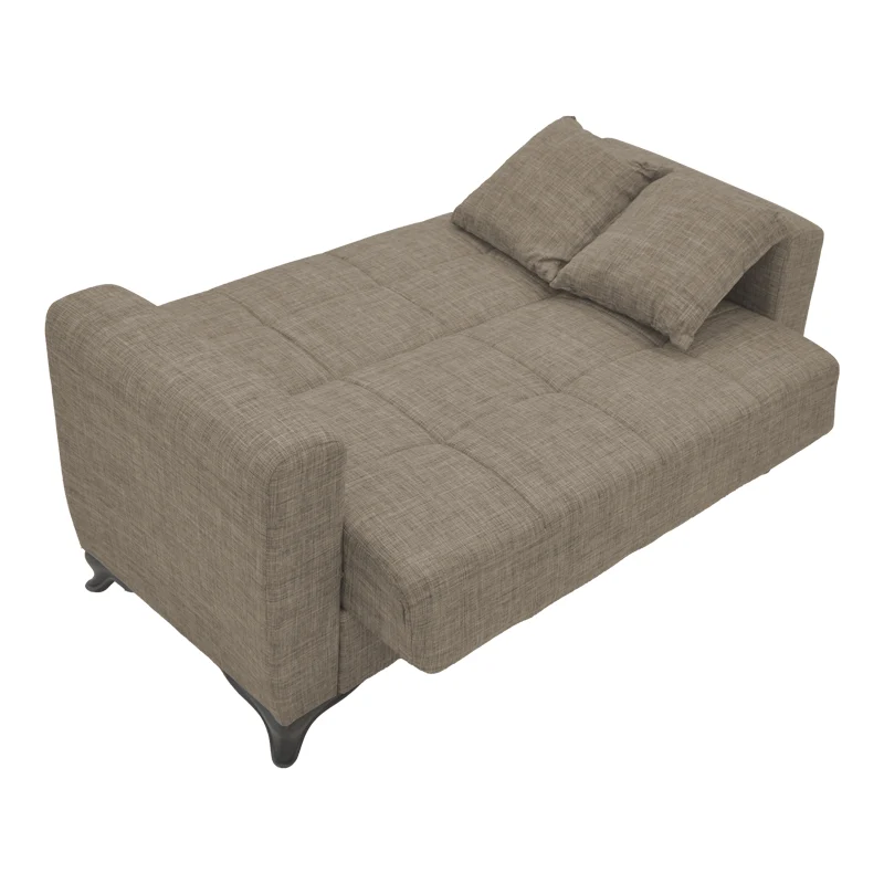 Диван с място за съхранение двуместен Modesto светлокафяв плат 155x85x80см