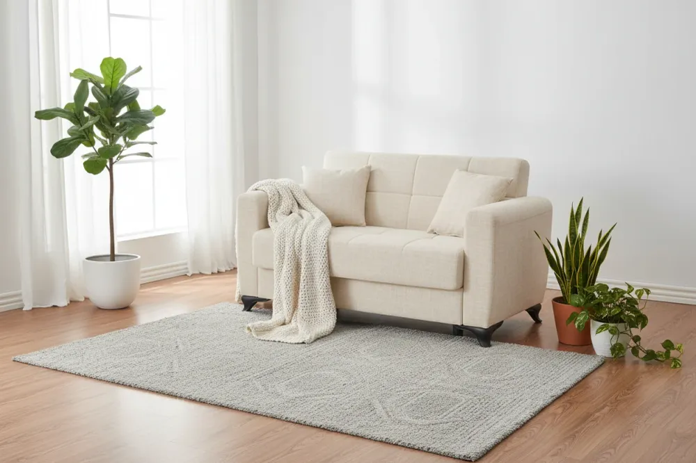 Диван с място за съхранение двуместен Modesto крем дамаска 155x85x80см
