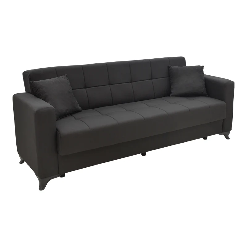Modesto триместен диван с място за съхранение /черен плат 215x85x80см