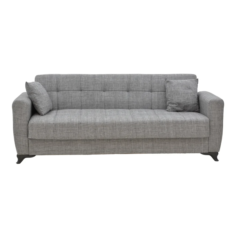 Триместен диван Modesto с място за съхранение сив плат 215x85x80см
