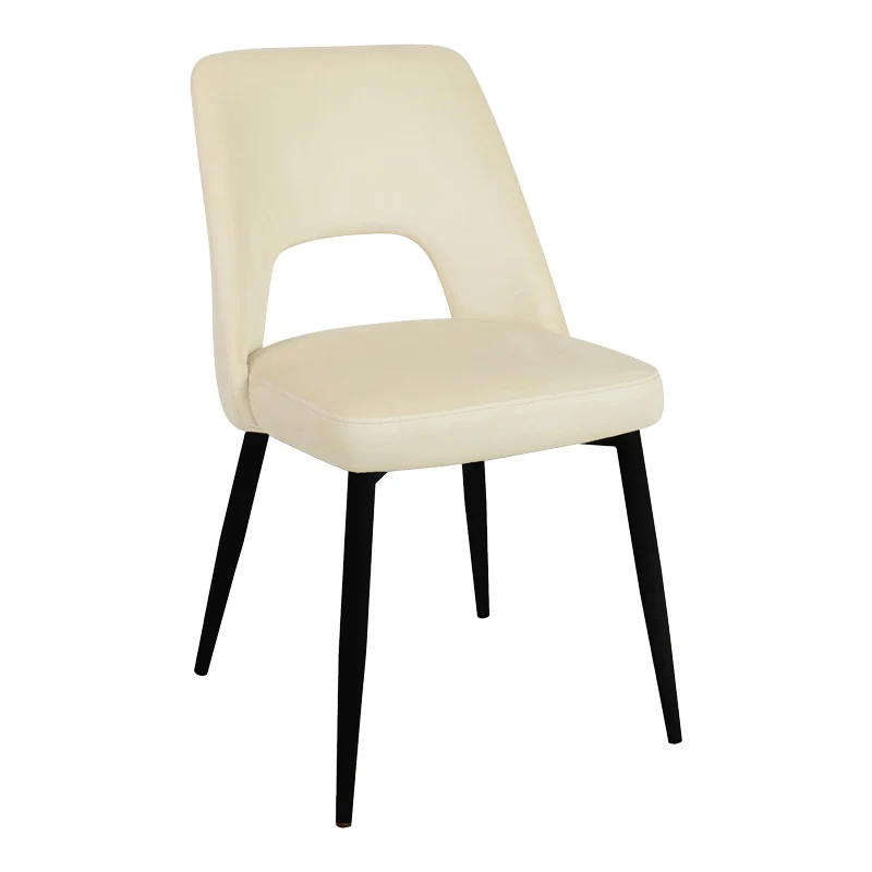Стол MURDE бежово кадифе и метални крака в черен цвят 48.5x61x89см