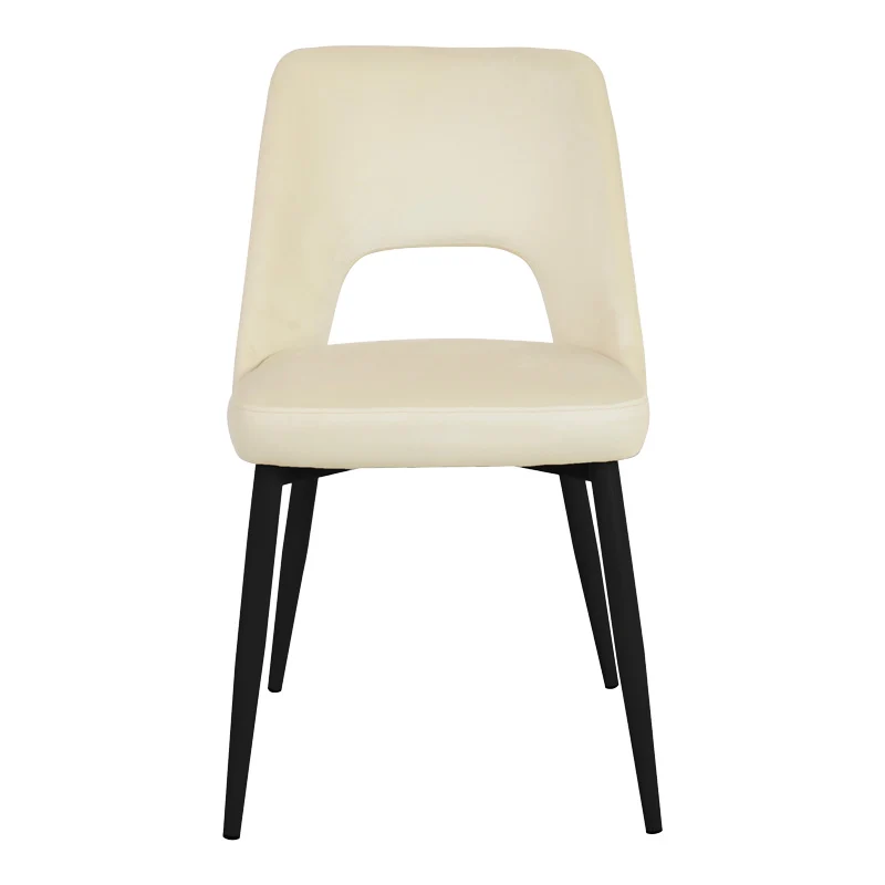 Стол MURDE бежово кадифе и метални крака в черен цвят 48.5x61x89см