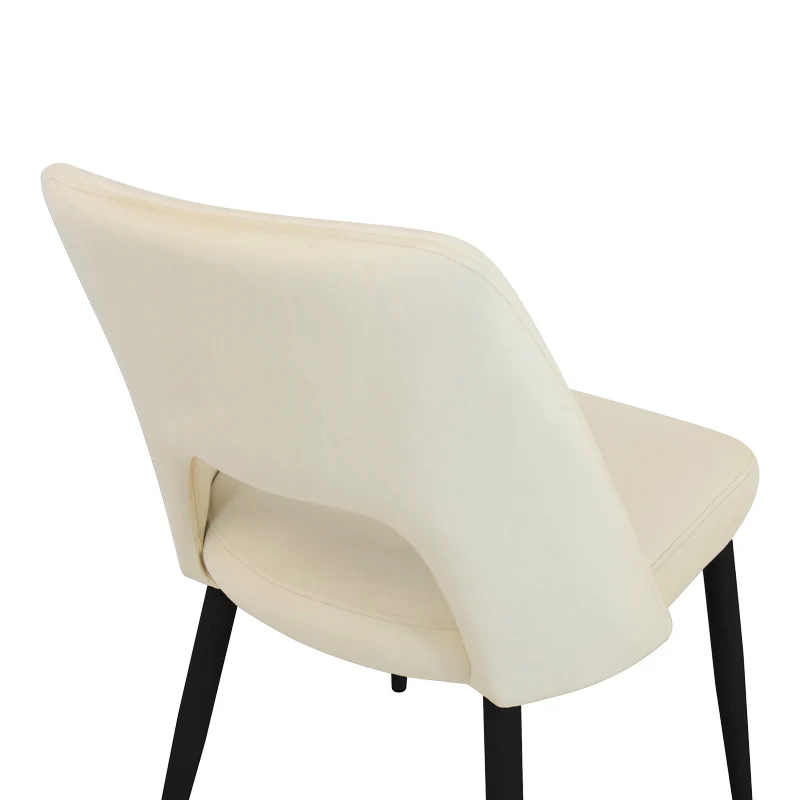 Стол MURDE бежово кадифе и метални крака в черен цвят 48.5x61x89см