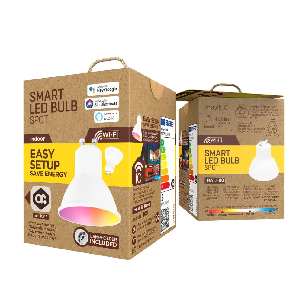 Muvit iO, Смарт Wi-Fi LED крушка Spot GU10 400 lm, бял