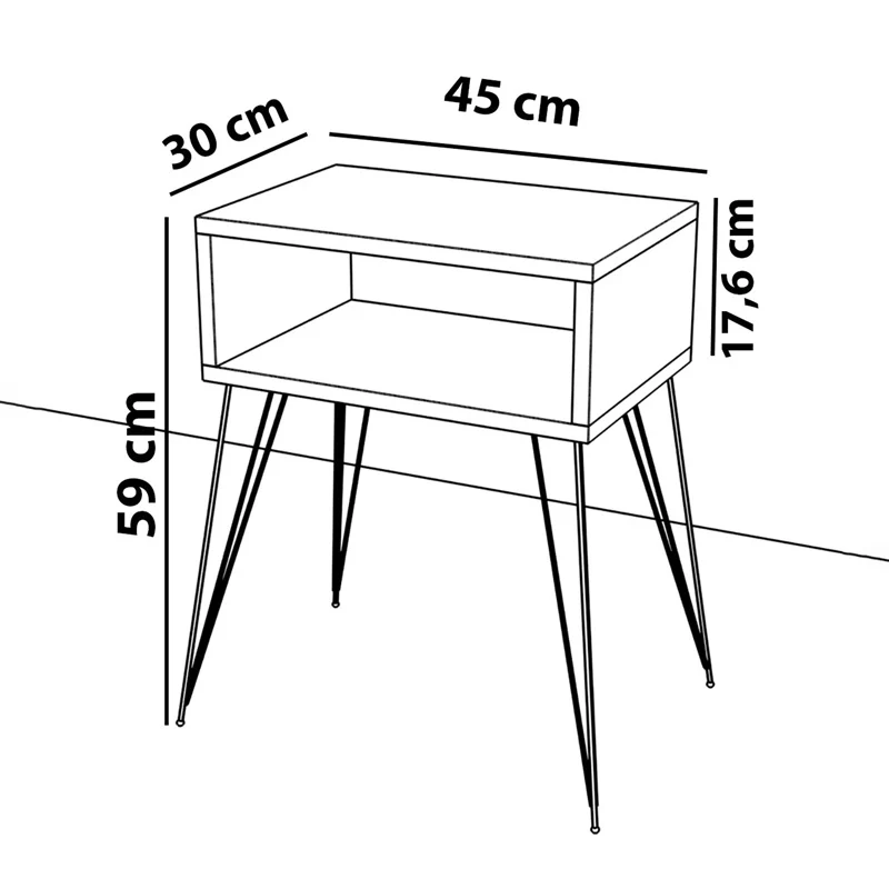 Нощно шкафче Naida бял меламин 45x30x57см