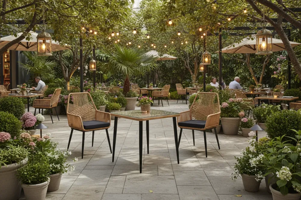 Комплект трапезна маса и столове Naoki-Tanish от 3 бр метал черен-pe естествено стъкло 80x80x78см