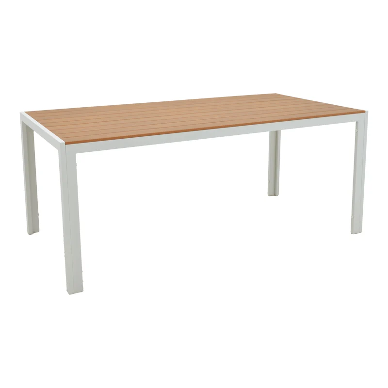 Nares-Pino B комплект от 7бр бял алуминий / в естествен нюанс с маса180x90x72.5cm