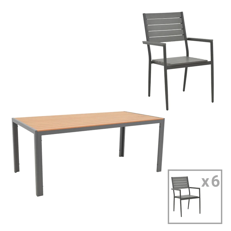Nares-Uplift комплект от 7бр. антрацит алуминий / в натурално сив цвят 180x90x72.5cm