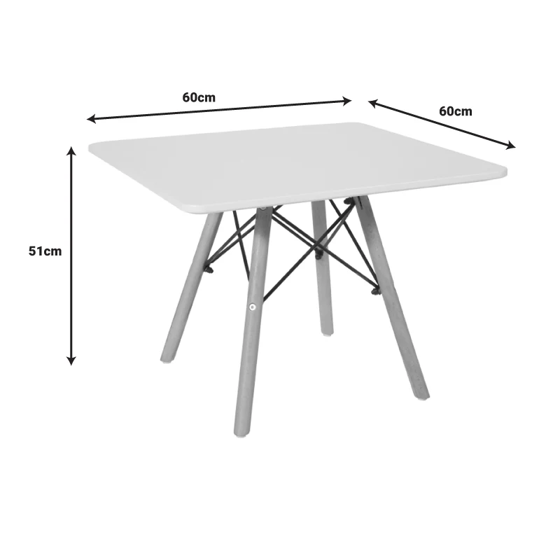 Детска маса Natali MDF бяло и естествен бук 60x60x51см