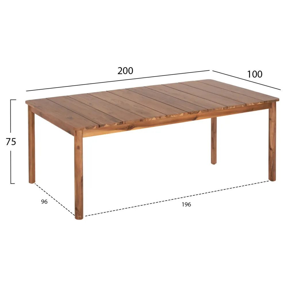 Маса NAVANT 200х100 акациево дърво -натурал 200x100x75