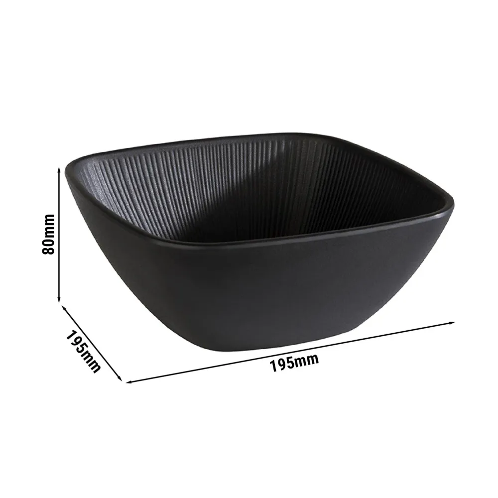 (6 бр.) Купа - NERO - Меламин - 1.5L - правоъгълна - 195x195mm - Дълбочина: 80mm - Черно