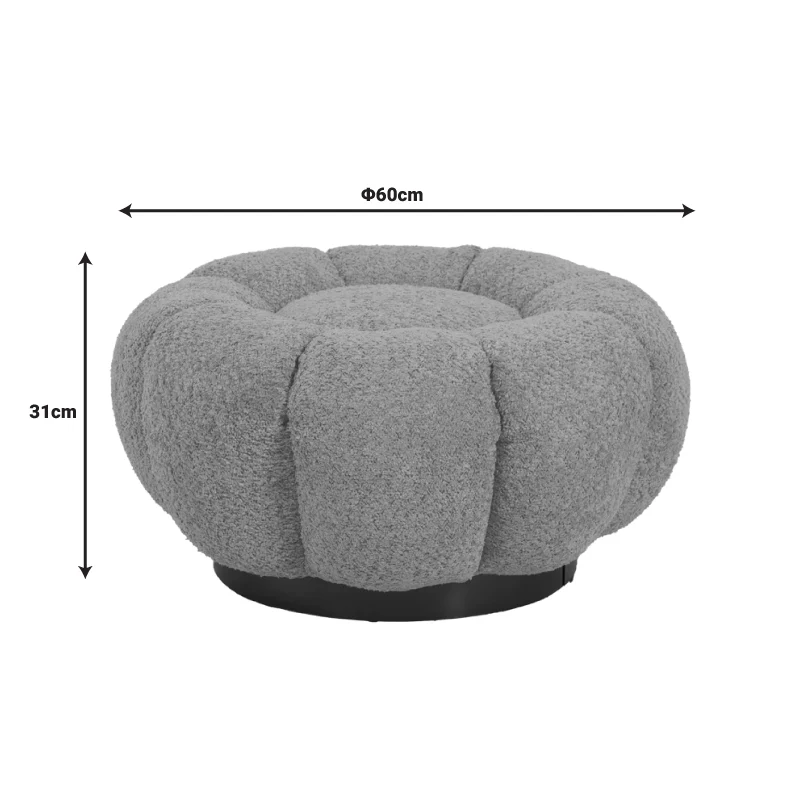 Табуретка NESTER букле плат в бял цвят D60x31см