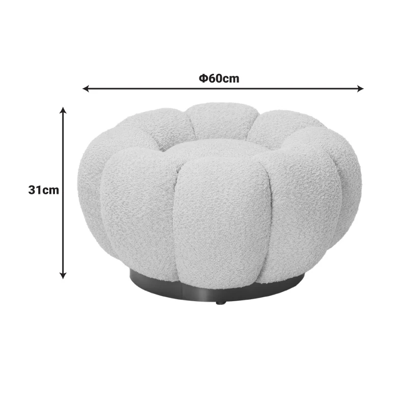 Табуретка NESTER от плат букле в цвят гнила ябълка d60x31см