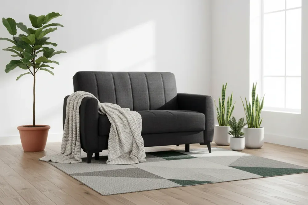 Разтегателен диван с място за съхранение с дамаска сива NIKKO 144x75x84см.