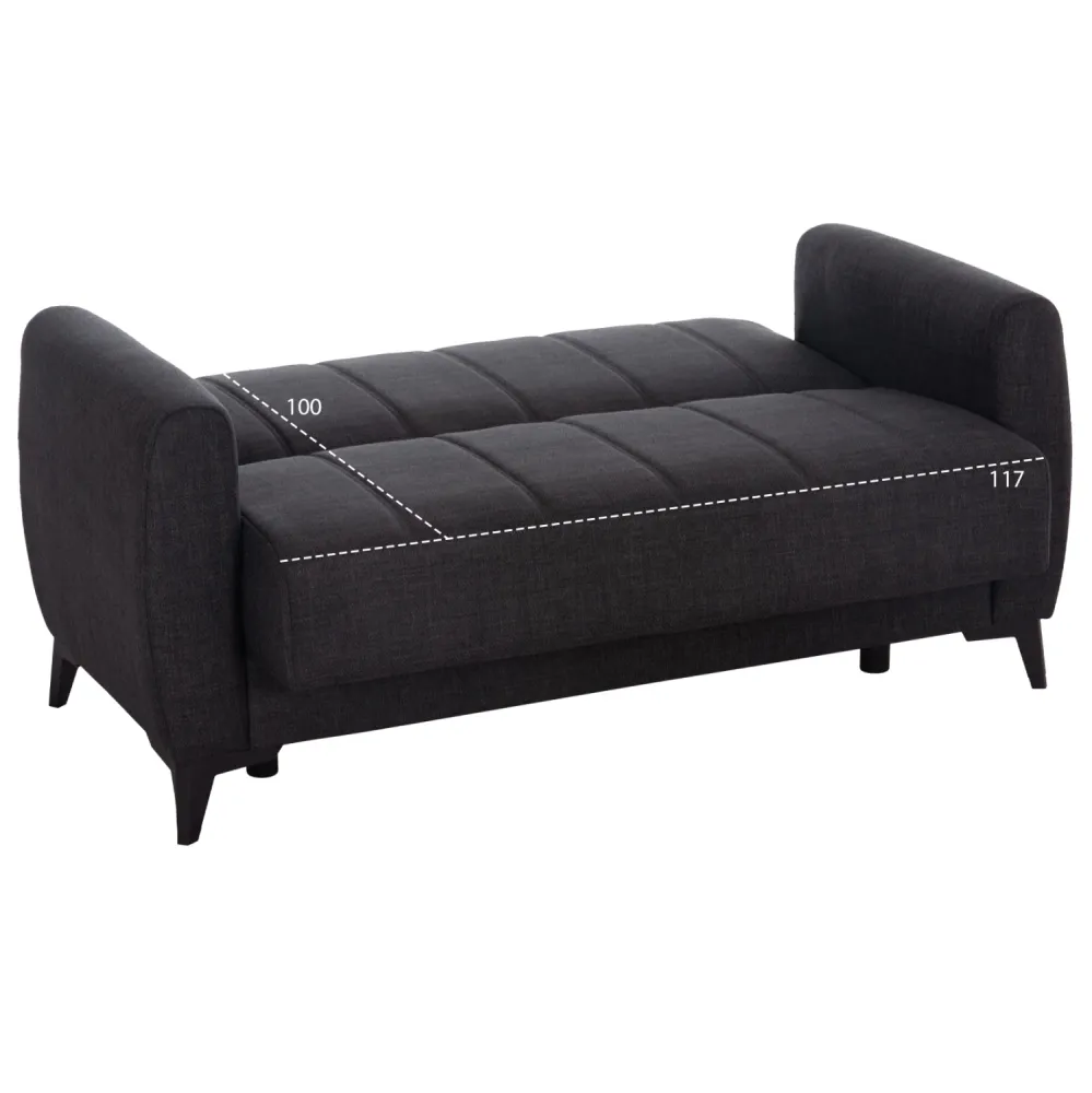 Разтегателен диван с място за съхранение с дамаска сива NIKKO 144x75x84см.