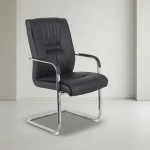 Посетителски стол Nioze черен пу-хромиран крак 57x50x95см