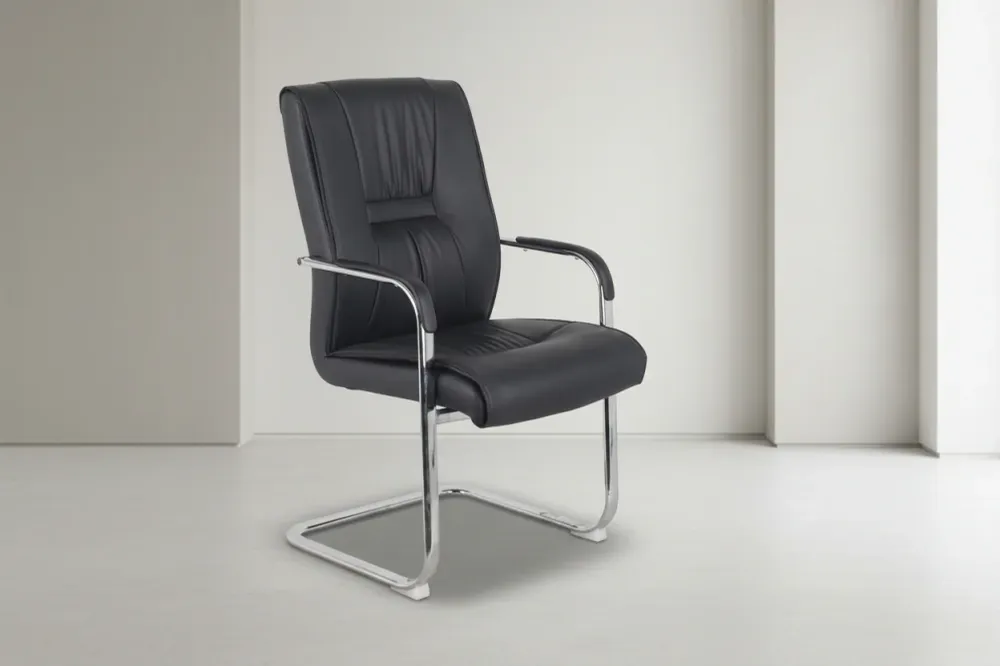 Посетителски стол Nioze черен пу-хромиран крак 57x50x95см