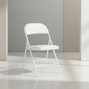 Сгъваем стол Niro pu-metal в бял цвят 46x46x79см
