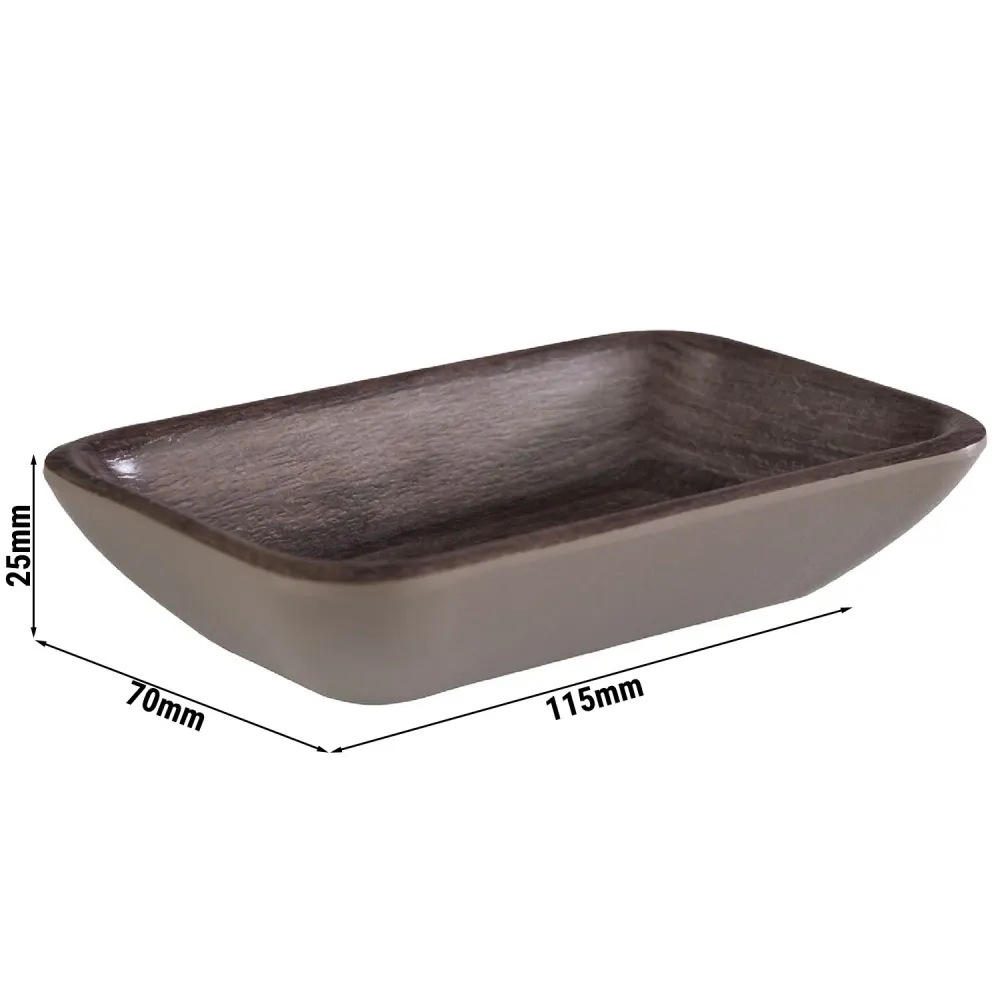 (20 бр.) Купичка - OAK - Меламин - 100ml - правоъгълна - 115x70mm - Дълбочина: 25mm - Кафяво