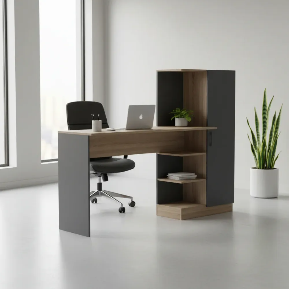 Офис с библиотека и шкаф OFISIO сонома-антрацит 152.3x40x120см