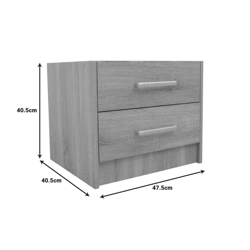 Нощно шкафче OLYMPUS с 2 чекмеджета в цвят светъл дъб 47.5x40.5x40.5
