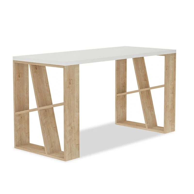 Работна маса Нoney бял-светъл дъб 140x60x75см