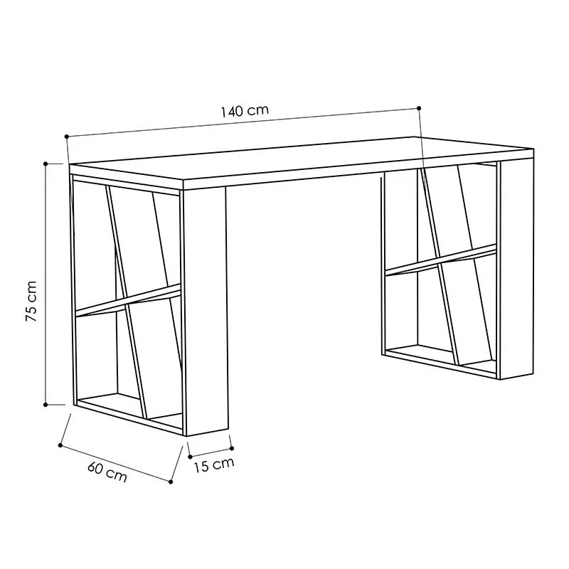 Работна маса Нoney бял-светъл дъб 140x60x75см
