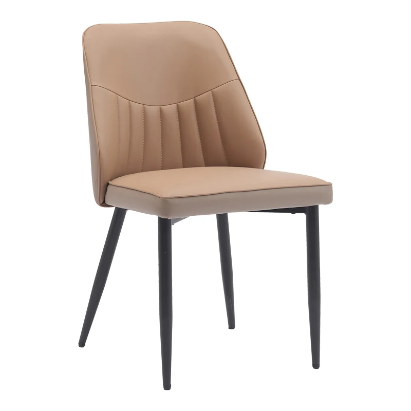 Стол ONYER кафяво-сив pu с черен метален крак 48x60x83см