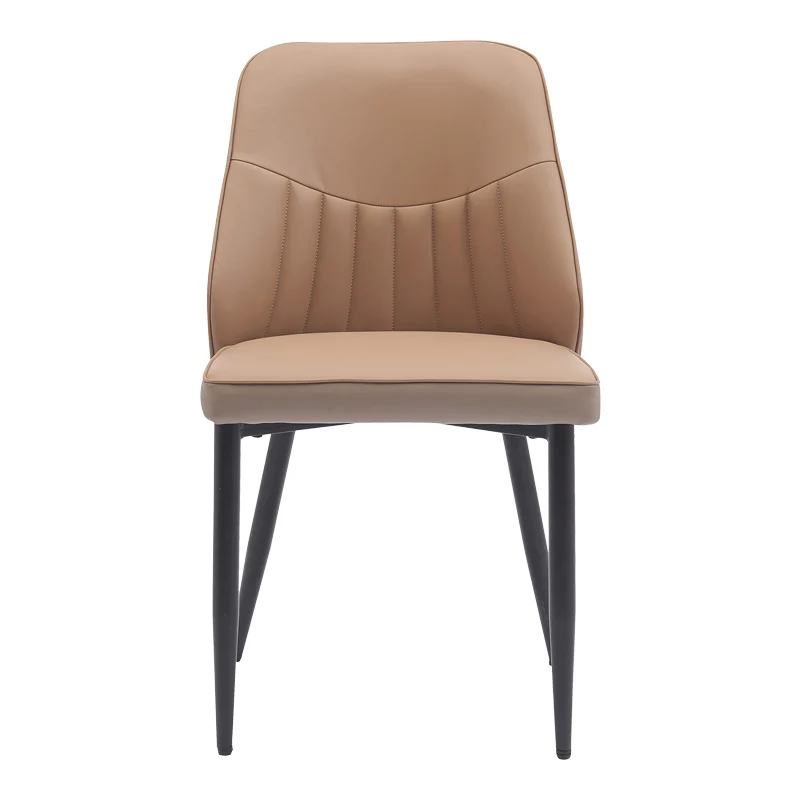 Стол ONYER кафяво-сив pu с черен метален крак 48x60x83см