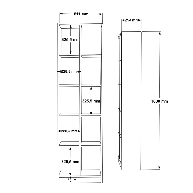 Библиотека Oteca естествен цвят 51,1x25,4x180см