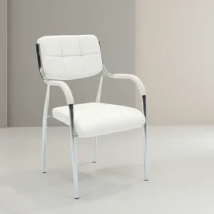Стифиращ се стол за гости Otlen бял пу-хром крак 47x45x87см