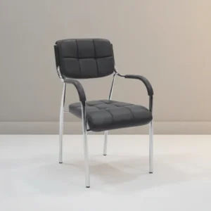 Посетителски стол Otlen черен пу-хром крак 47x45x87см