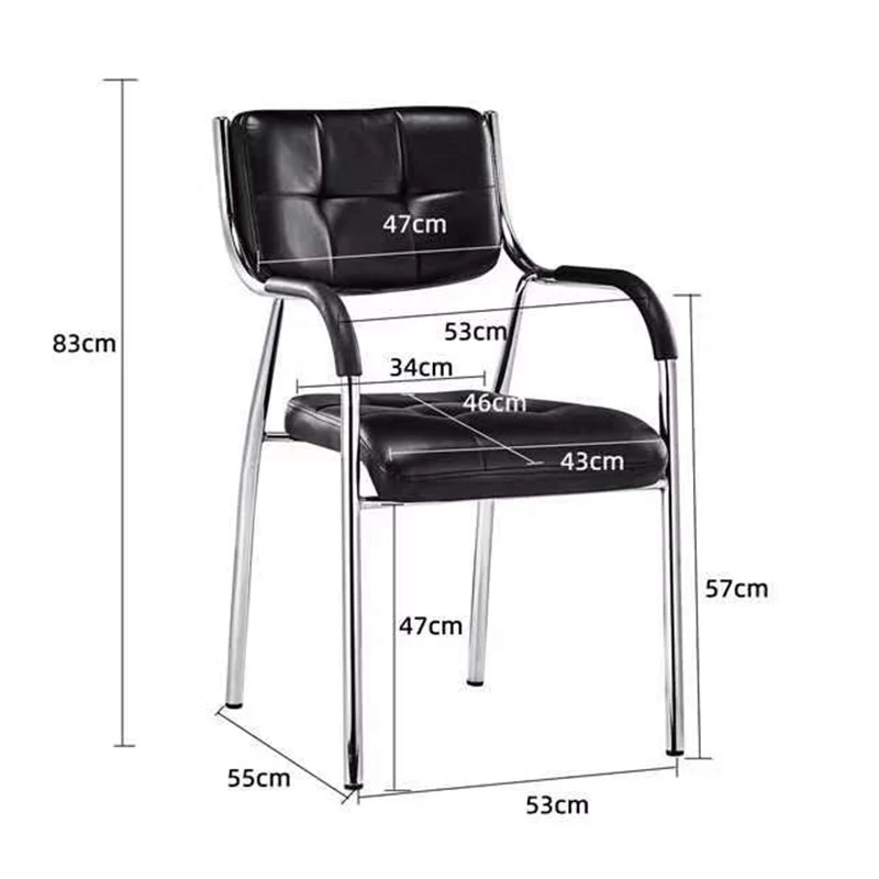 Посетителски стол Otlen черен пу-хром крак 47x45x87см