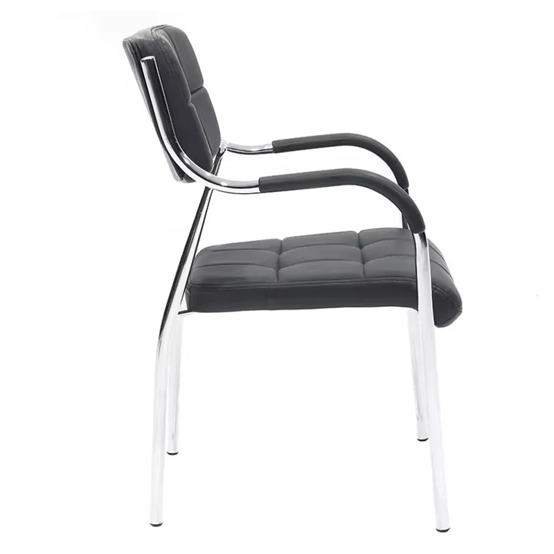 Посетителски стол Otlen черен пу-хром крак 47x45x87см